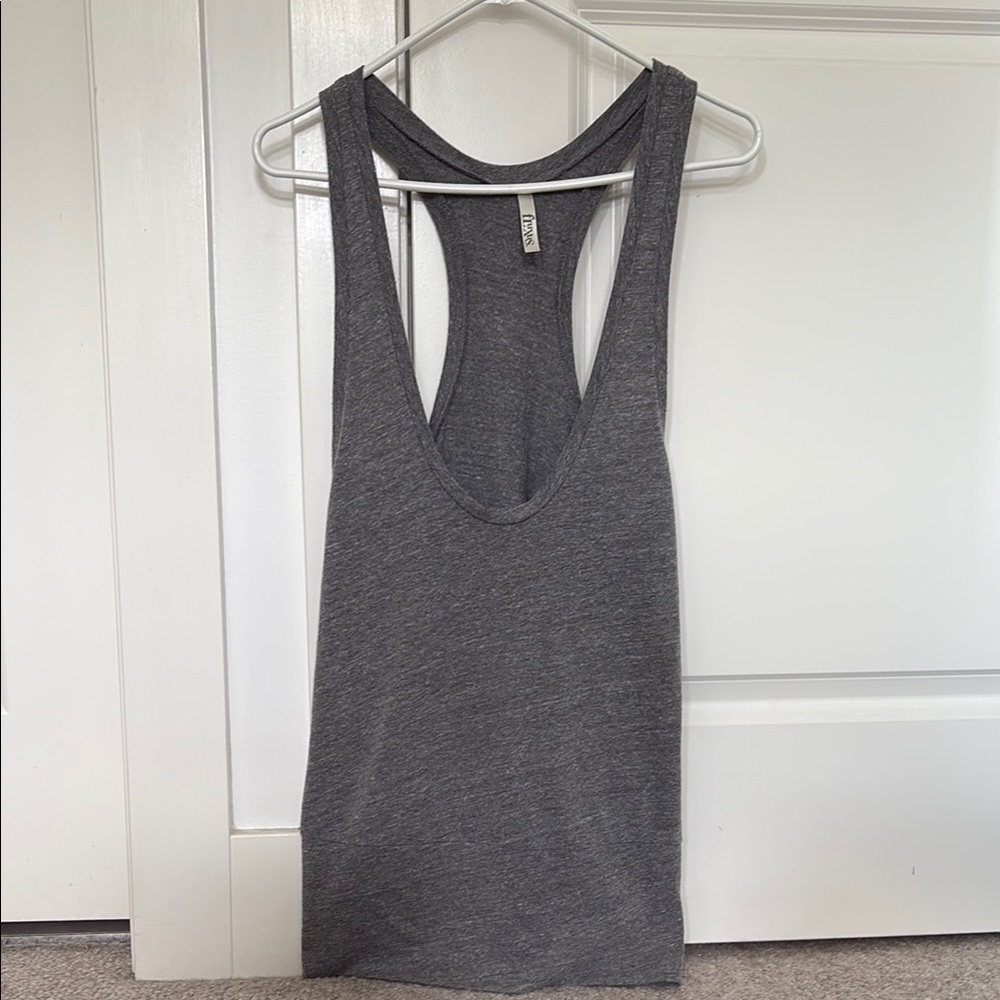 Gray Racerback Tank Top with Scoop Neckline